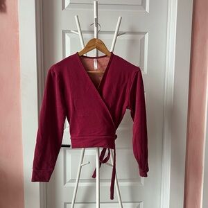 Fabletics Burgundy Ballerina Wrap Top
